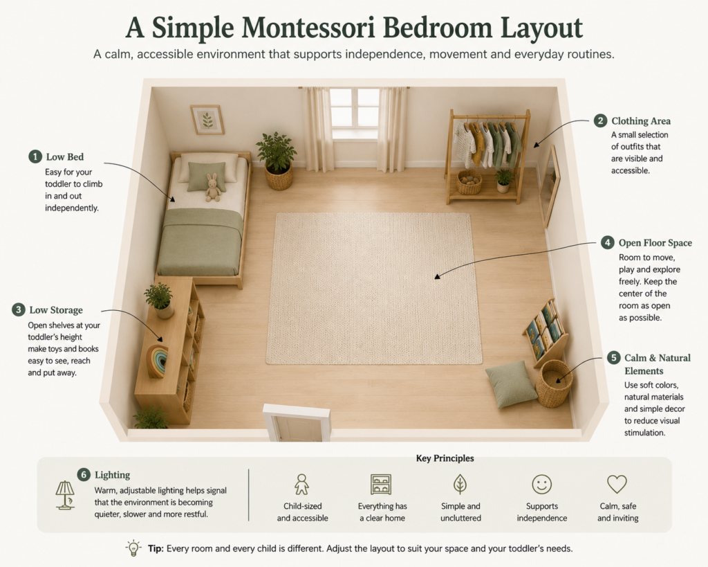 Montessori bedroom setup for toddlers