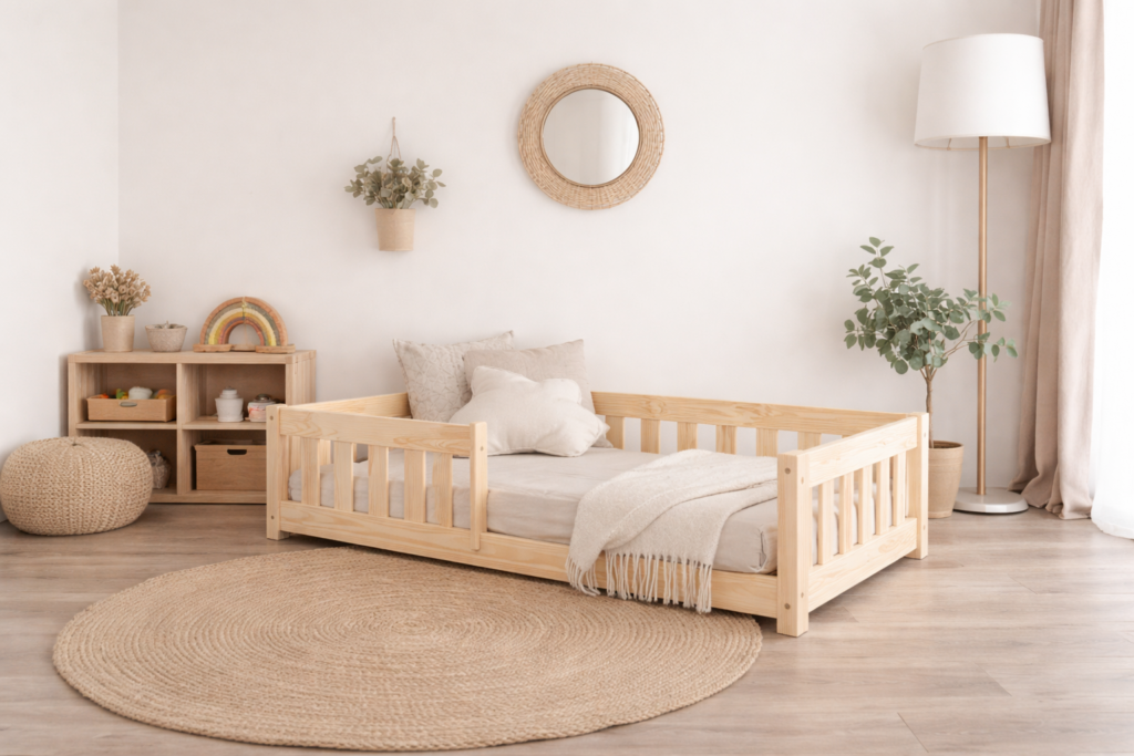 montessori floor bed with rails