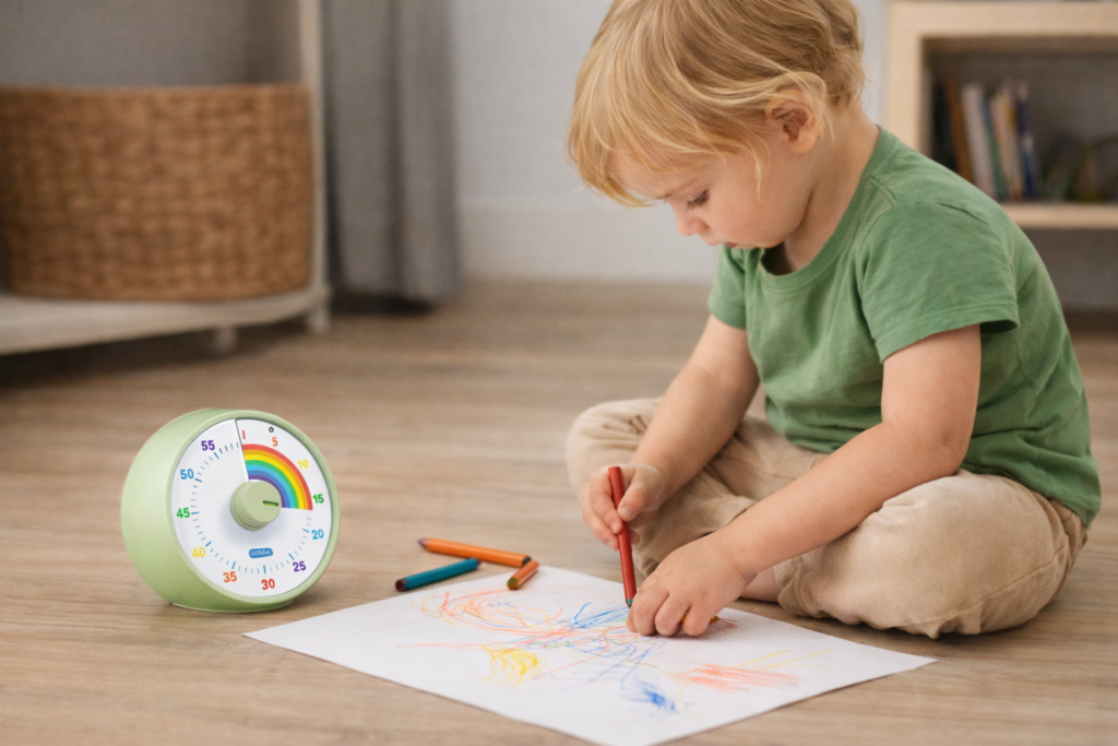 toddler and a visual timer