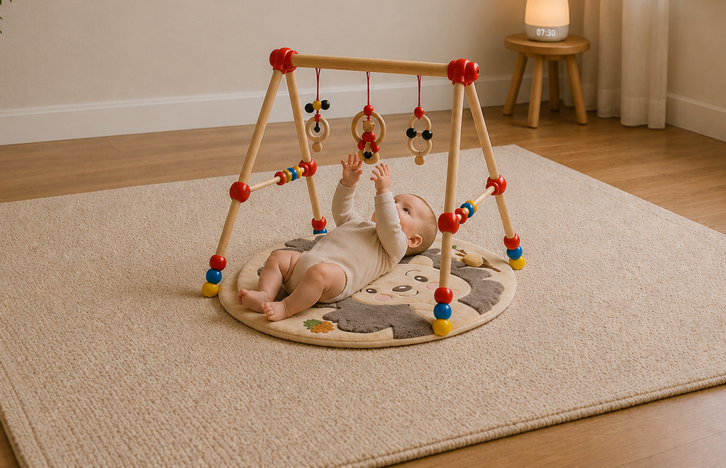 Wooden playgym for babies.