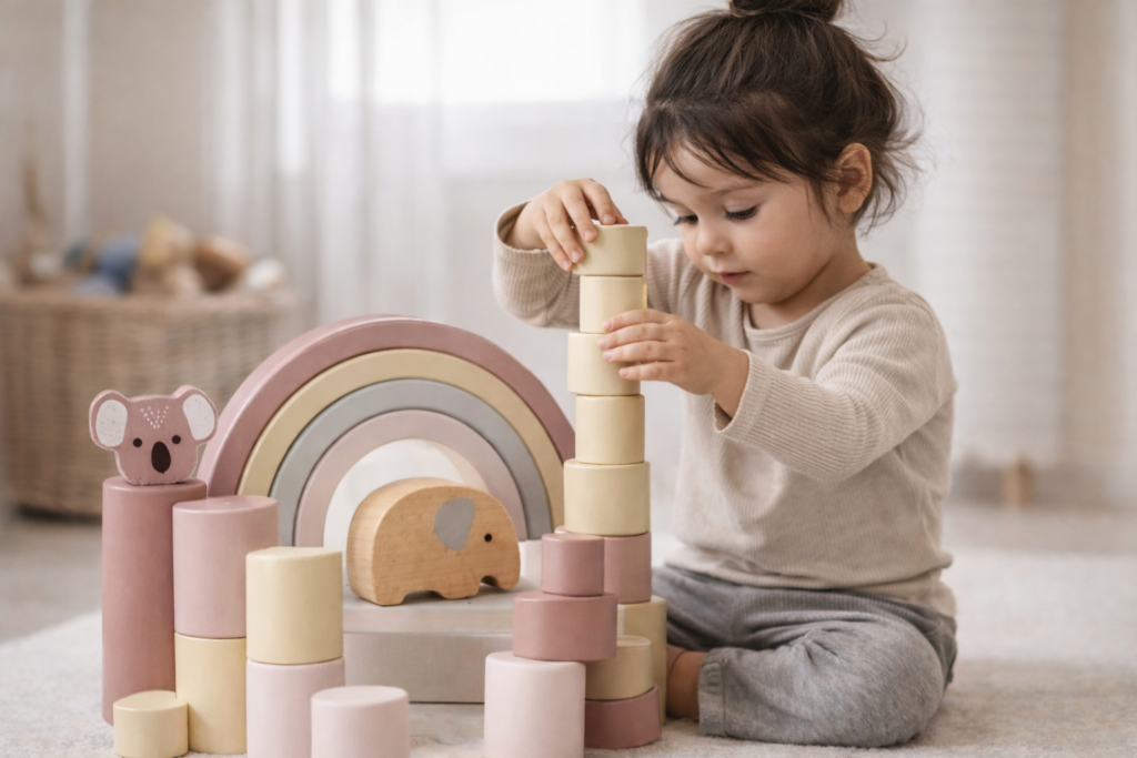 wooden stacking toy for toddlers montessori