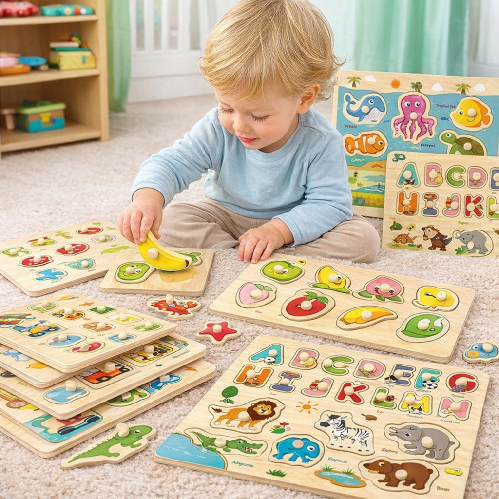 wooden peg puzzle for 2 year olds