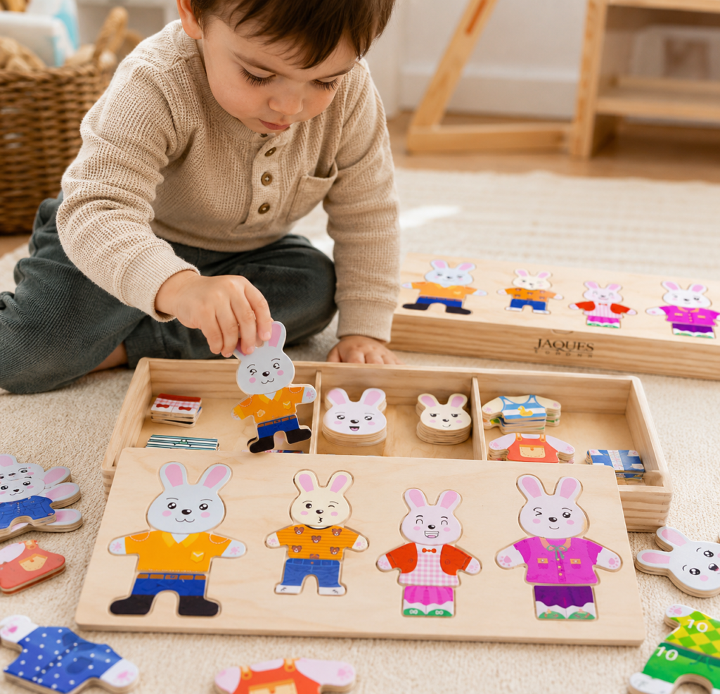 bunny dress up wooden toy
