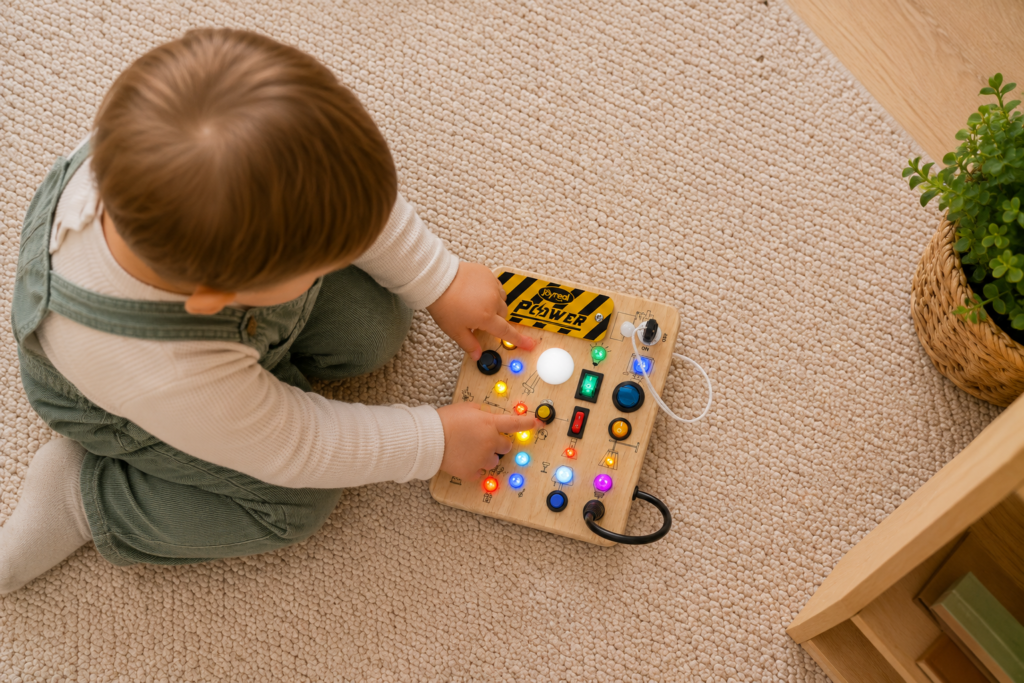 busyboard with lights and switches