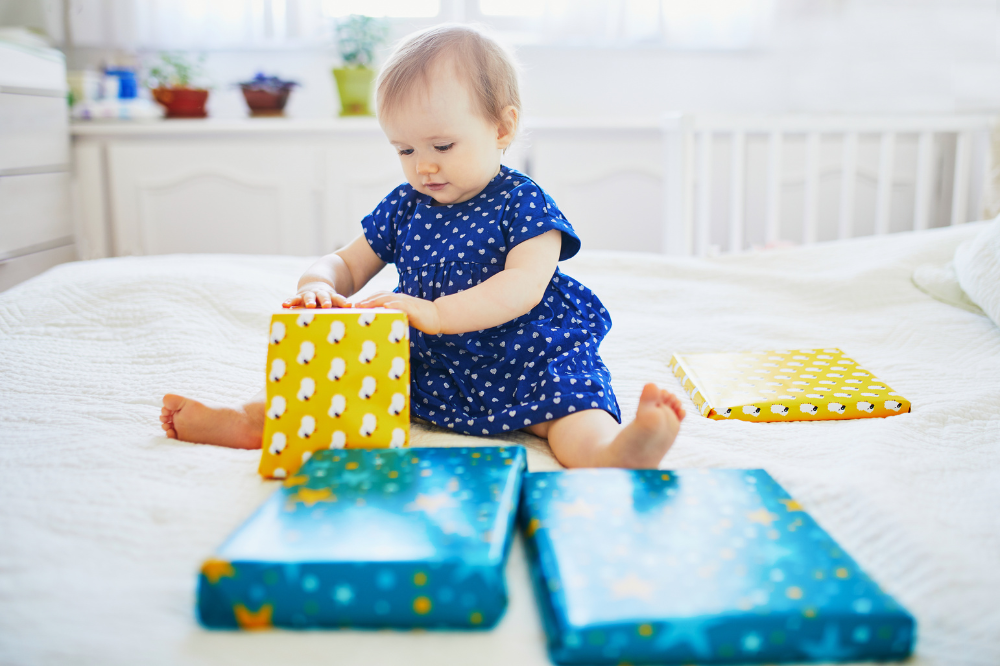 toddler opening presents