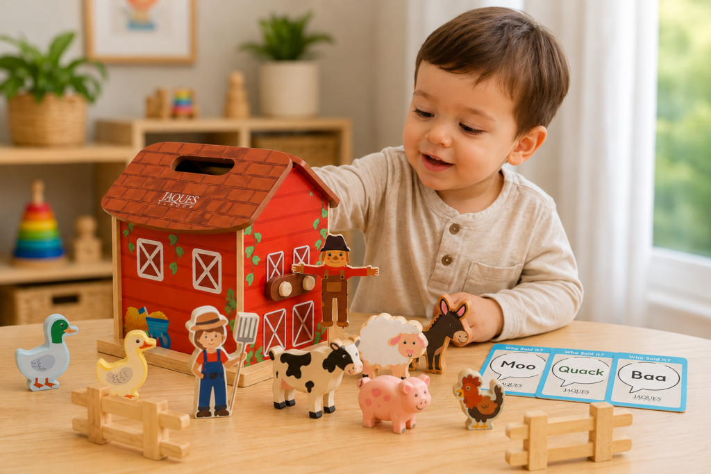 wooden farm setting toy for toddlers