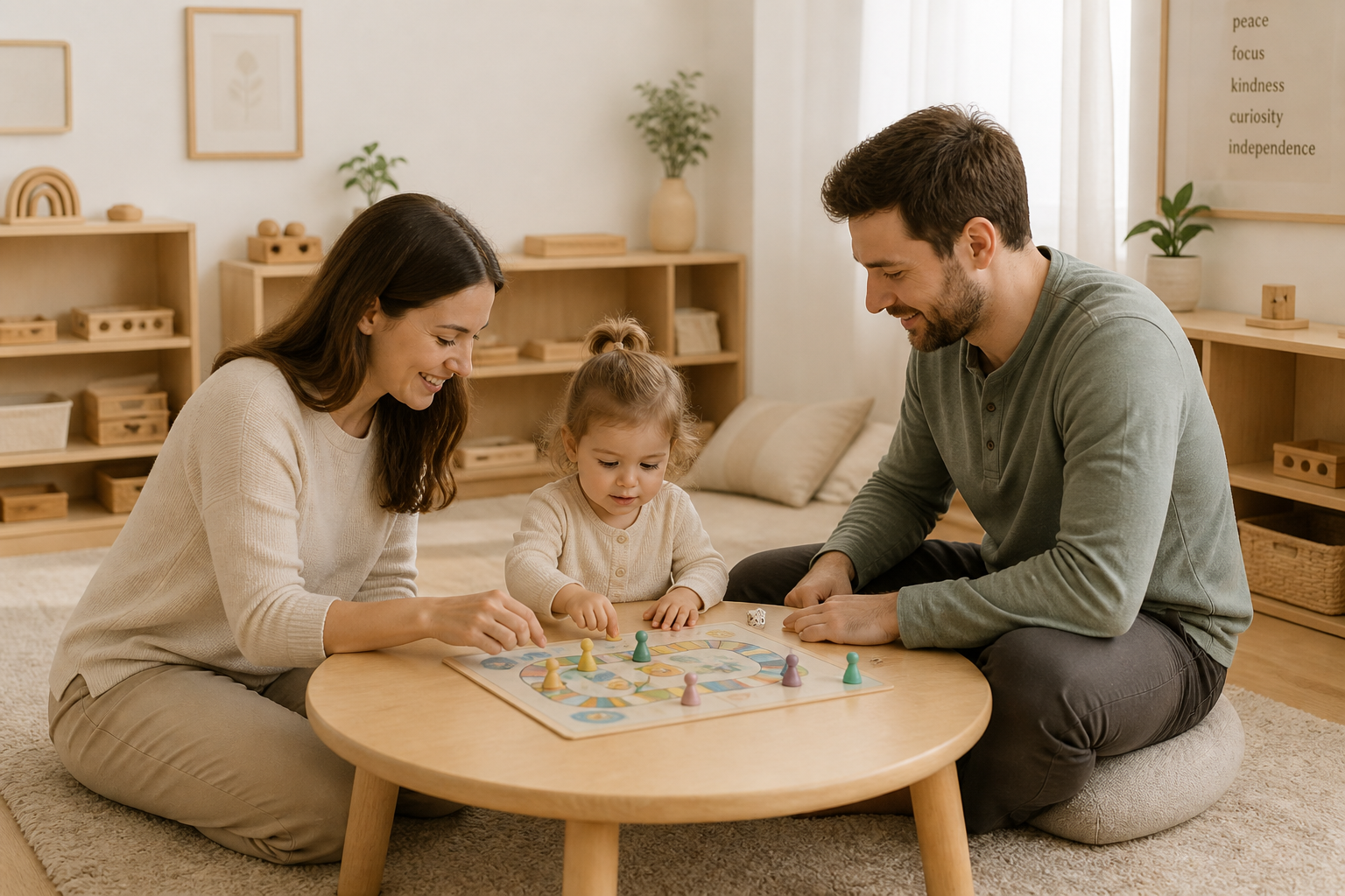 family playing educational toddler games