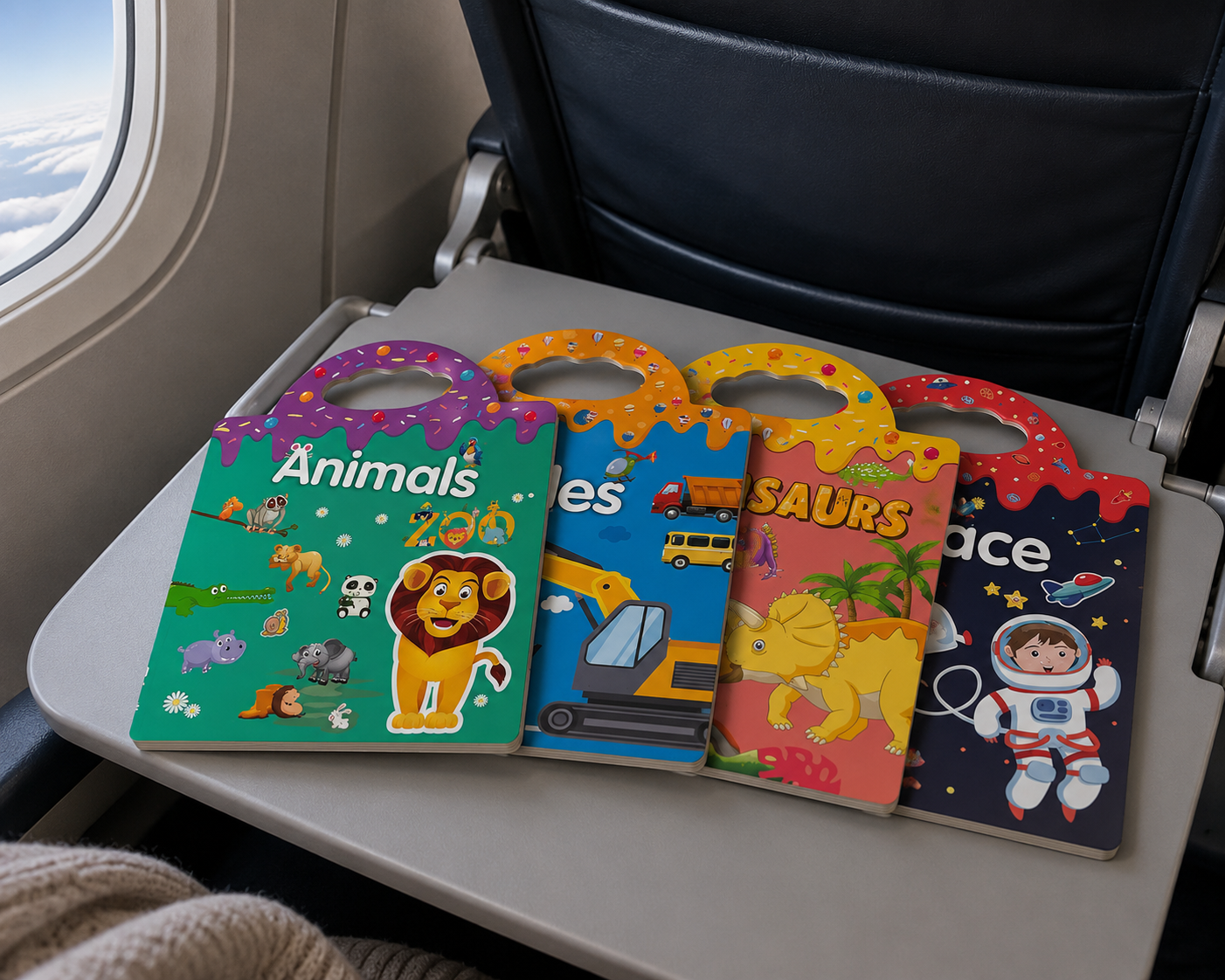 Multipack sticker books with animals, vehicles, dinosaurs and space