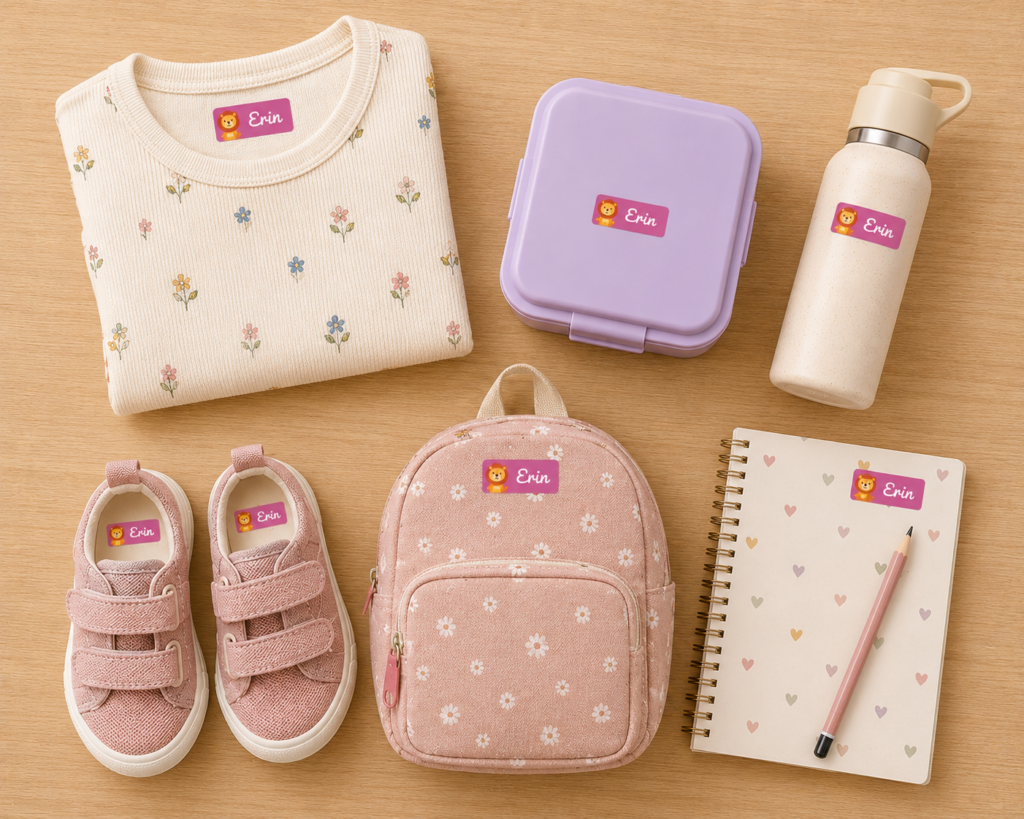 Name labels for nursery clothes and accessories