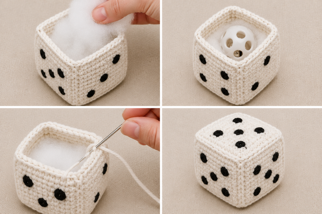 Stuffing dice crochet with toy stuffing