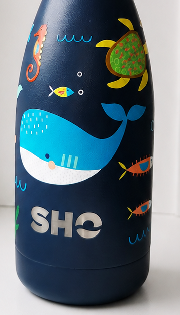 SHO kids water bottle decoration after more than two years of use
