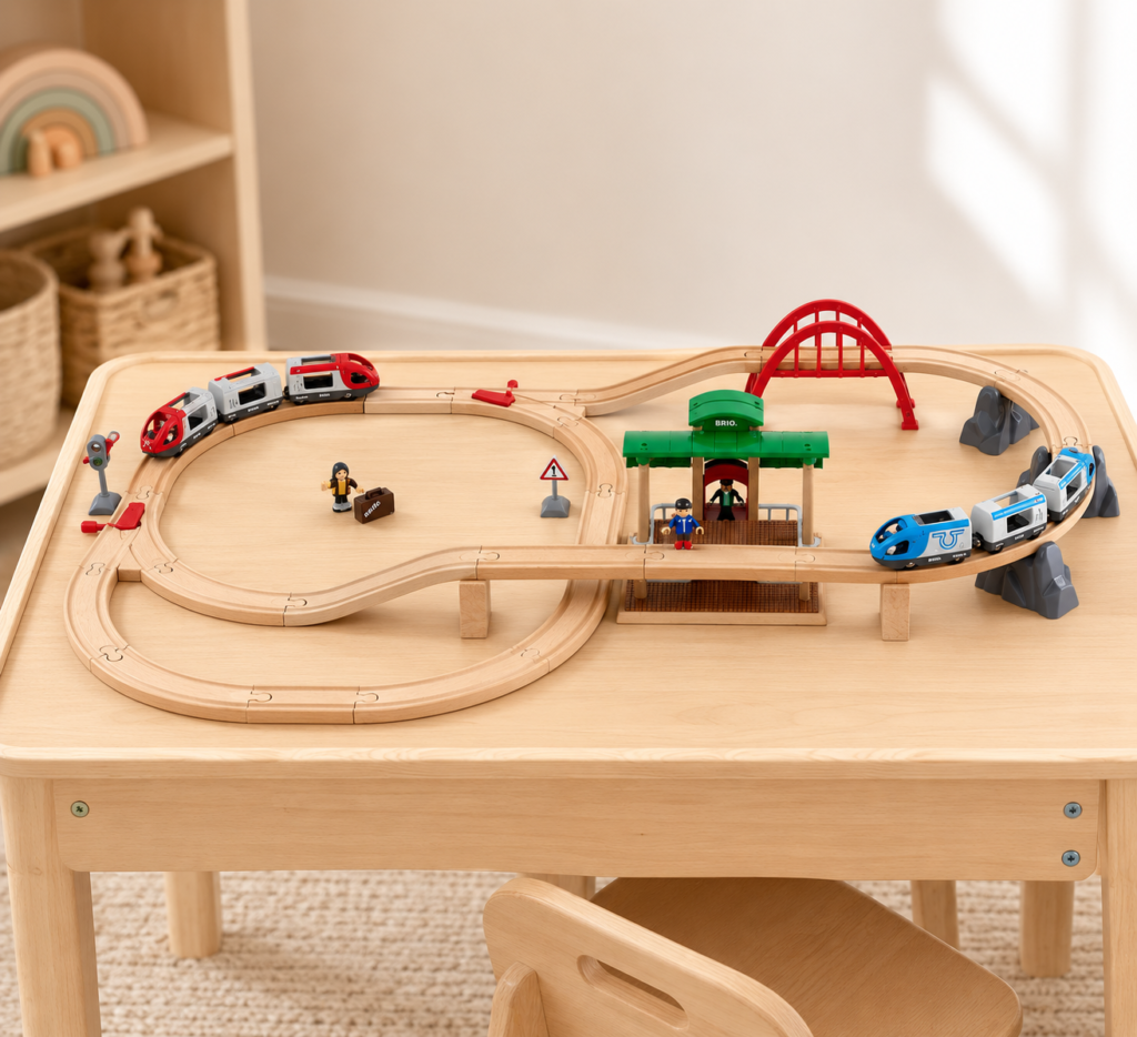 BRIO World Travel Switching Set Wooden Railway – Battery Passenger Train a gift idea for 3 year olds.