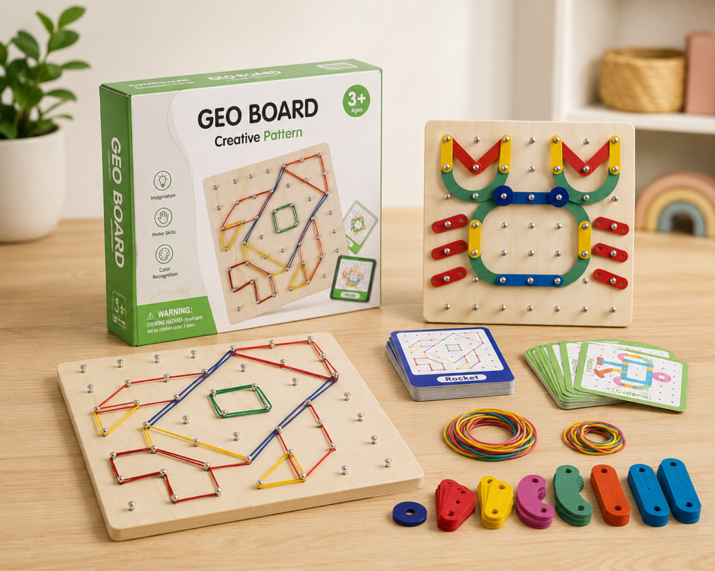 2-in-1 Magic Geoboard for early maths skills for 3 year olds.