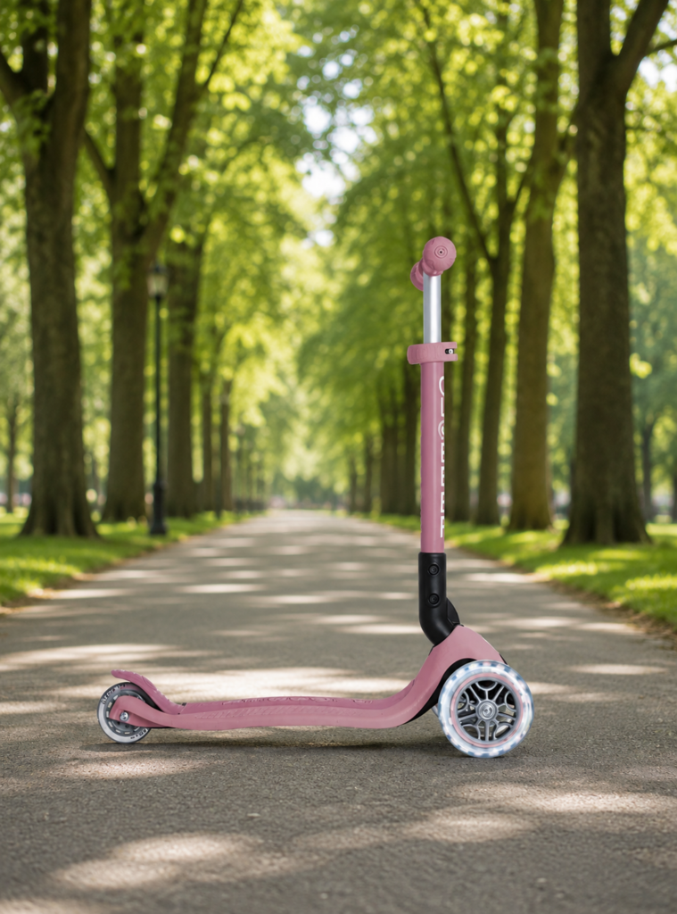 Globber Scooter being used on uneven surfaces in the local park.