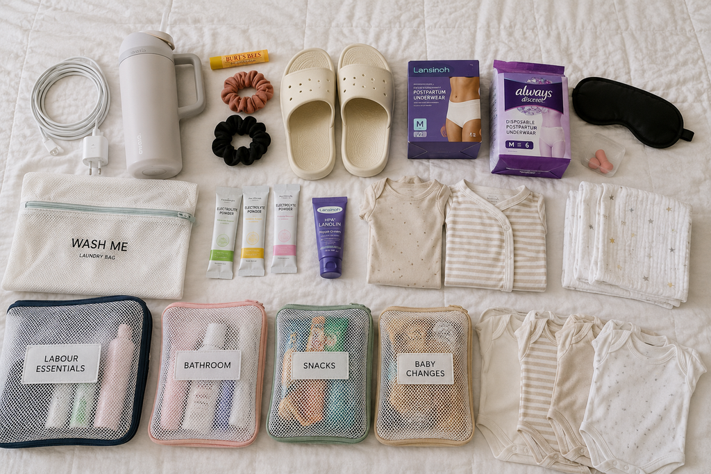 Hospital Bag checklist designed specifically for UK maternity ward settings.