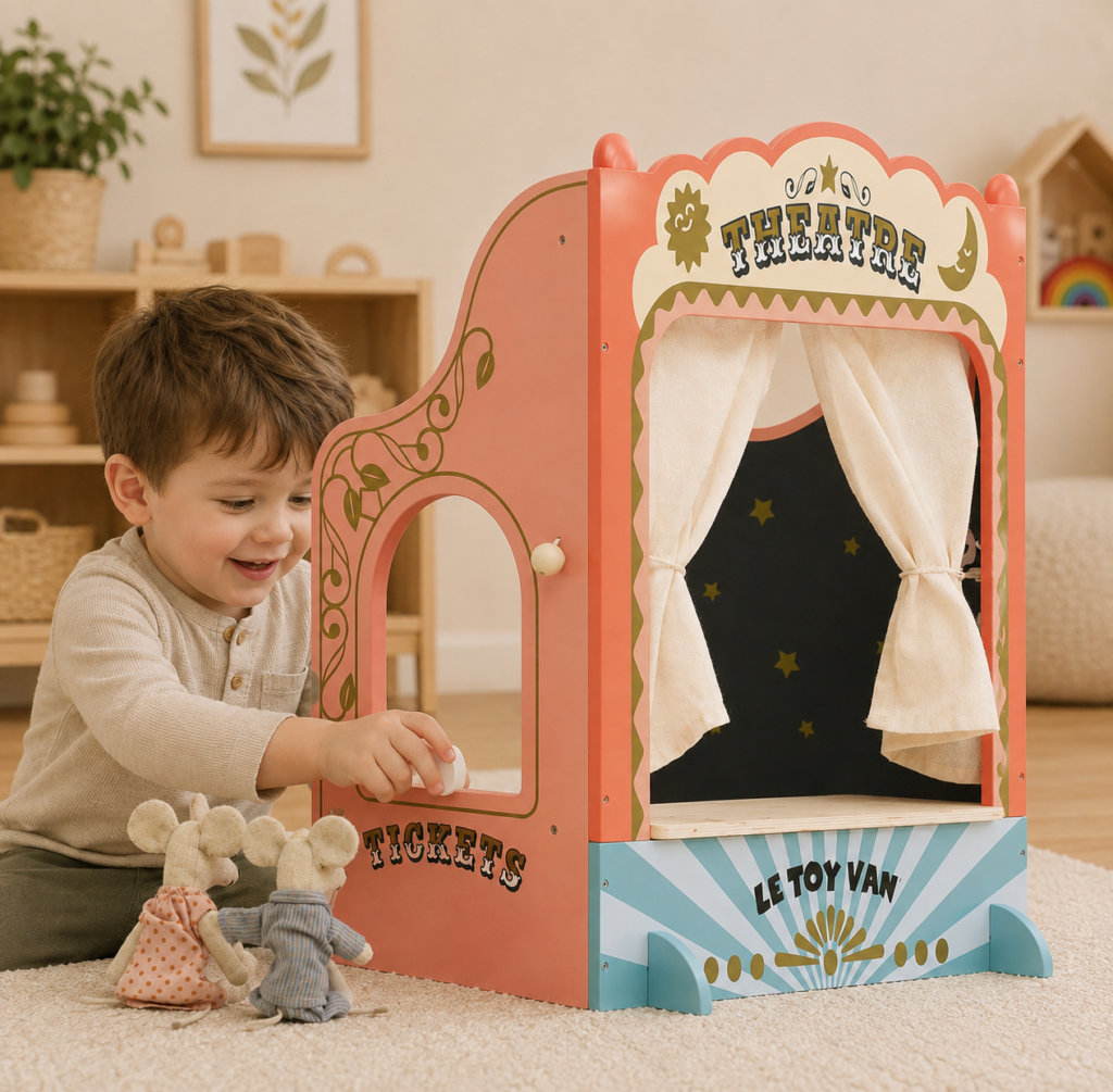 Le Toy Van Wooden Tabletop Puppet Theatre - toy for 3 year olds