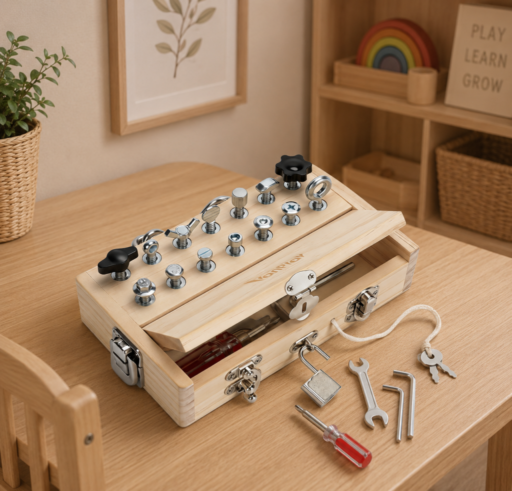Montessori Screwdriver Board as a gift idea for 3 year old kids.