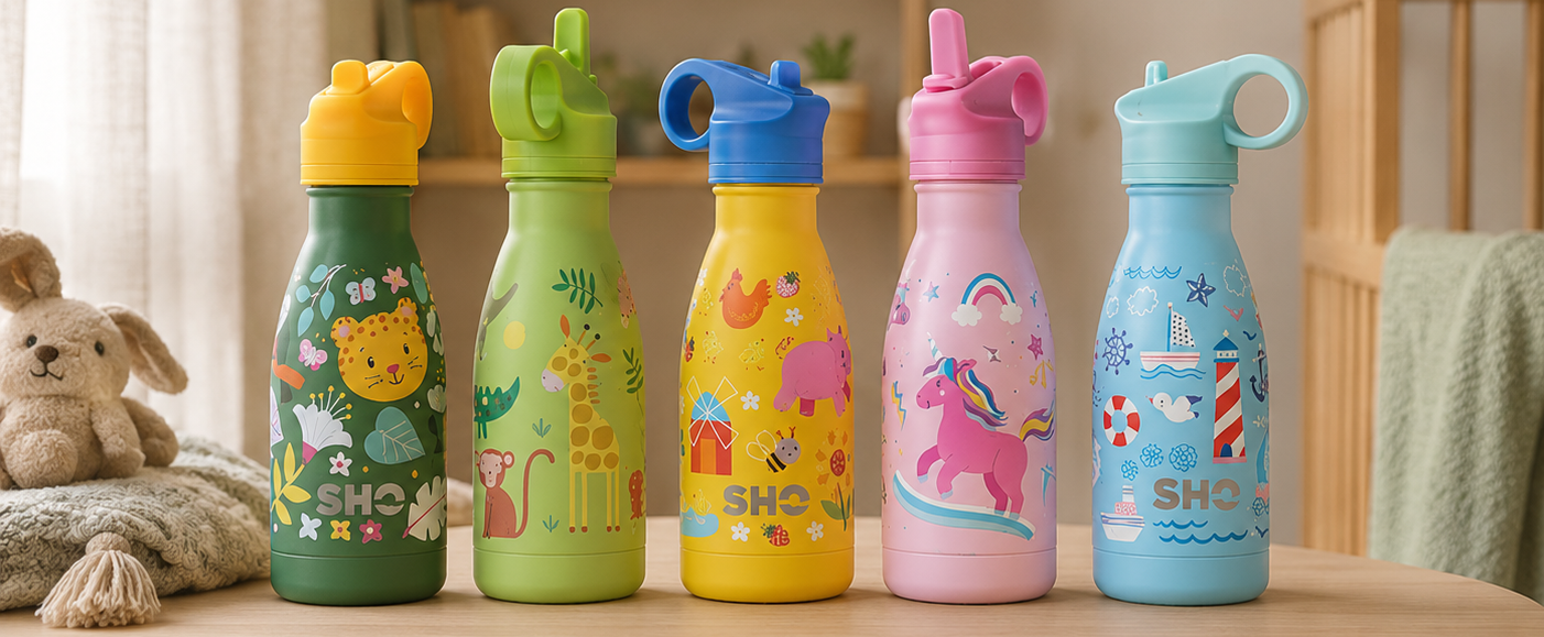 SHO kids stainless steel water bottle colours