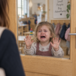 Toddler crying at nursery.