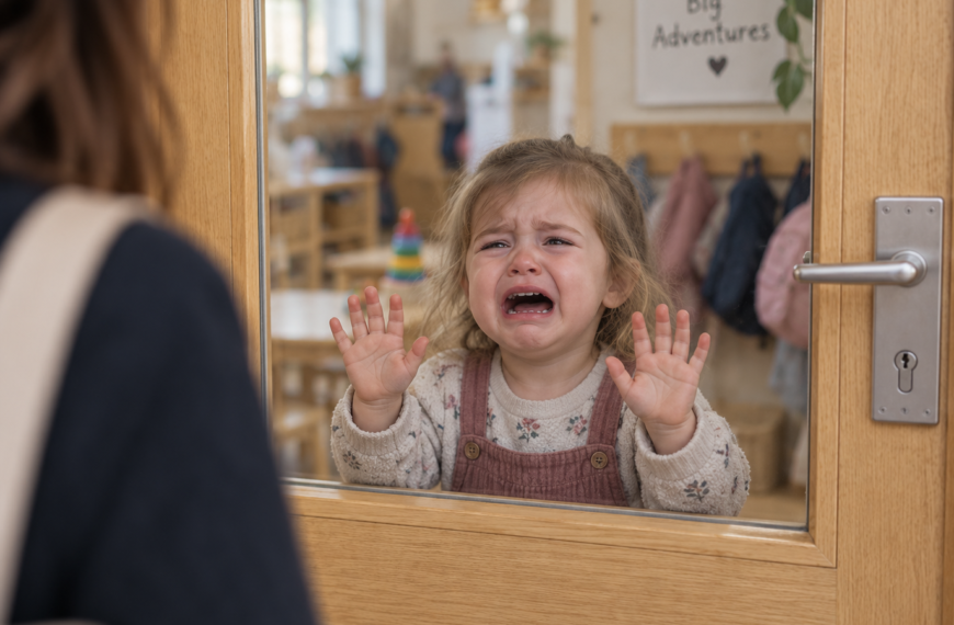 Toddler crying at nursery.