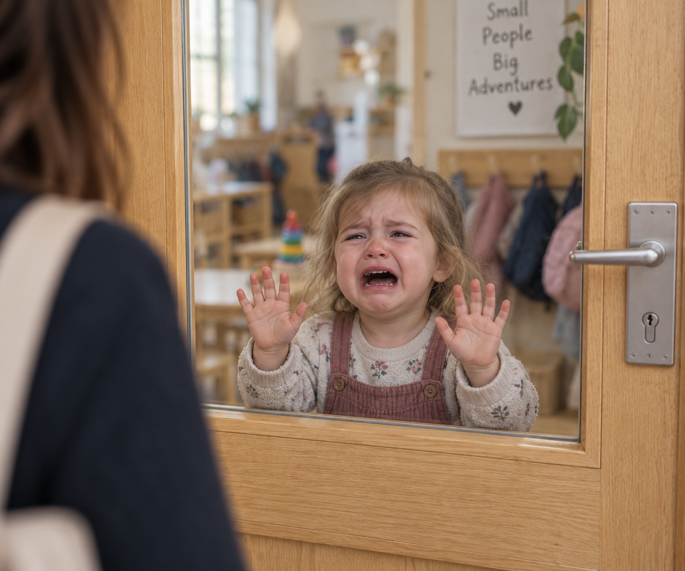 Toddler crying at nursery.