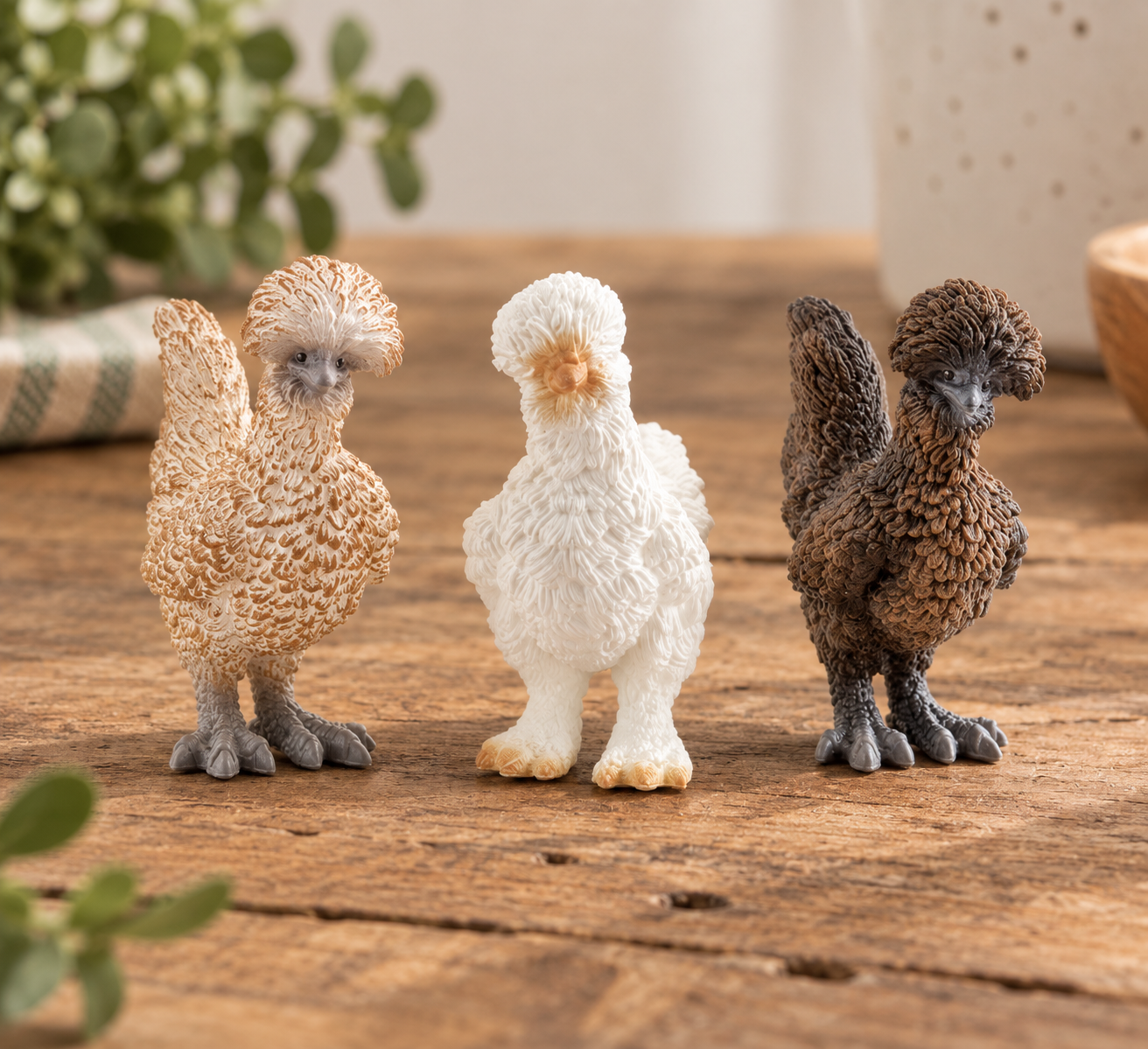 Schleich chicken family.